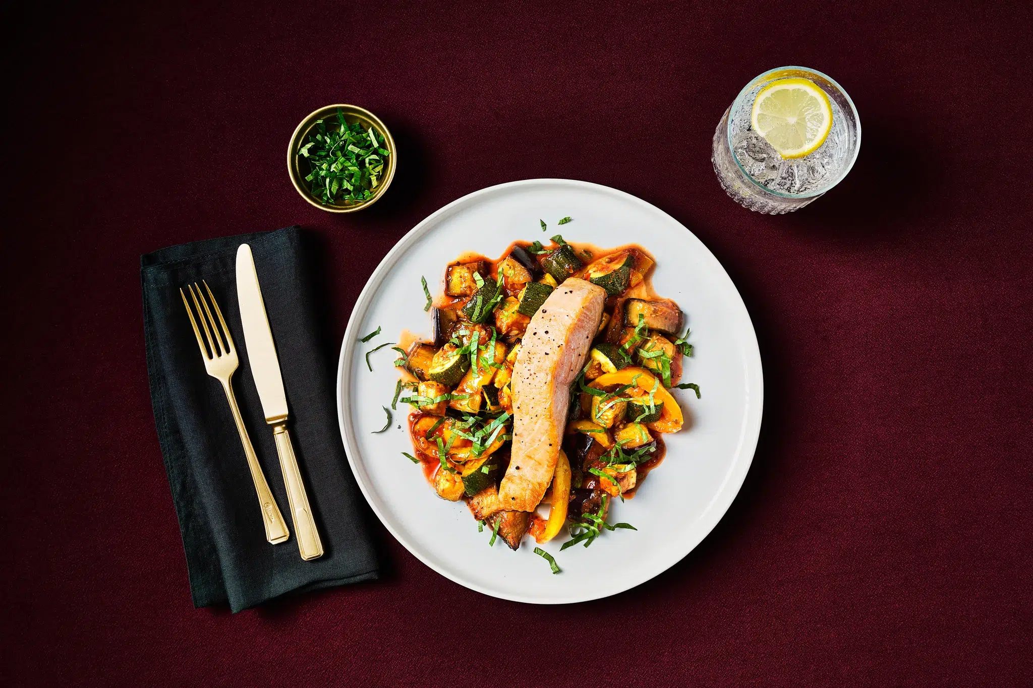 Recette Baked Salmon With Classic Ratatouille