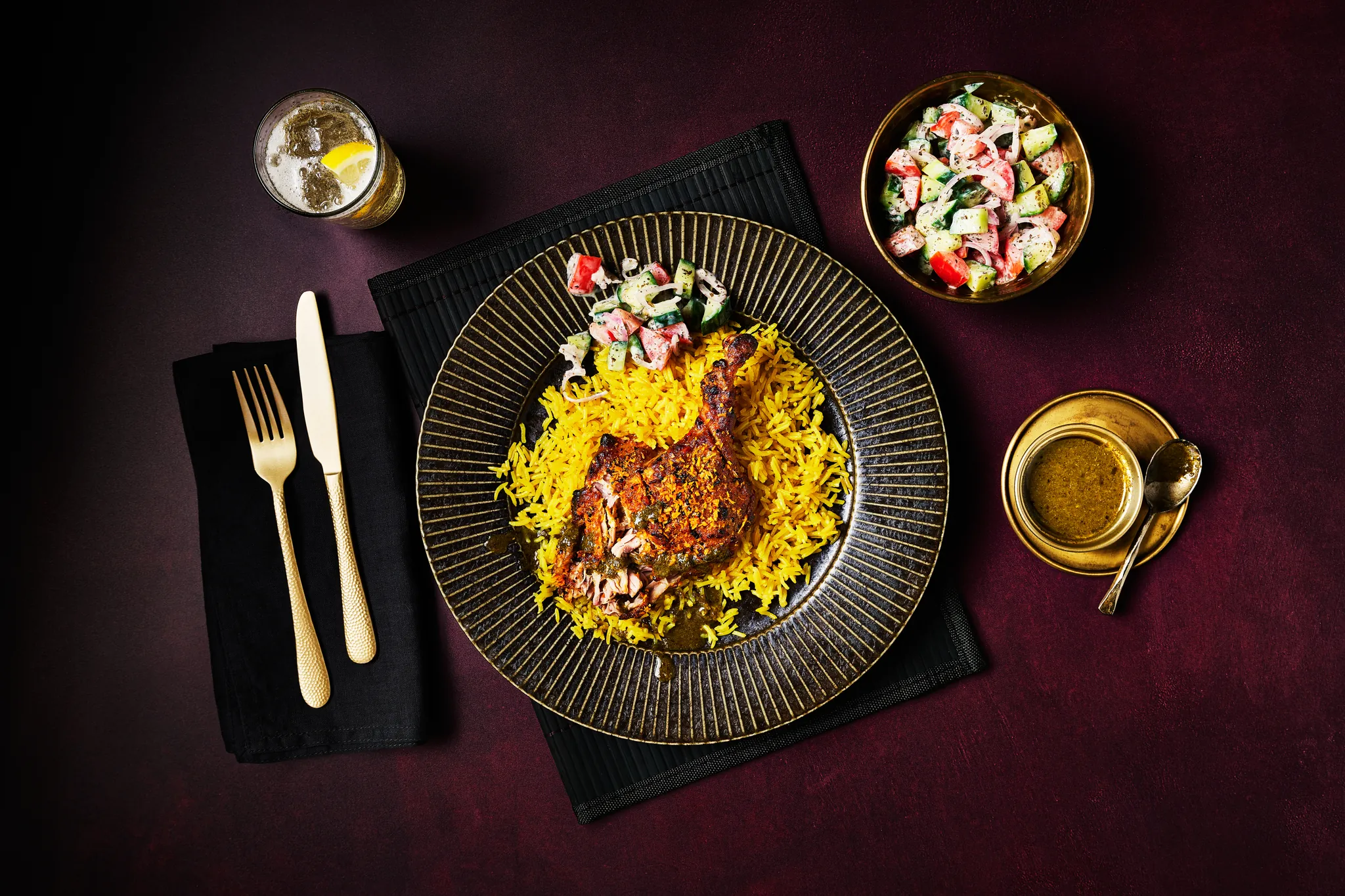 Recette Tandoori Duck Leg With Pilau Rice Minty Salad