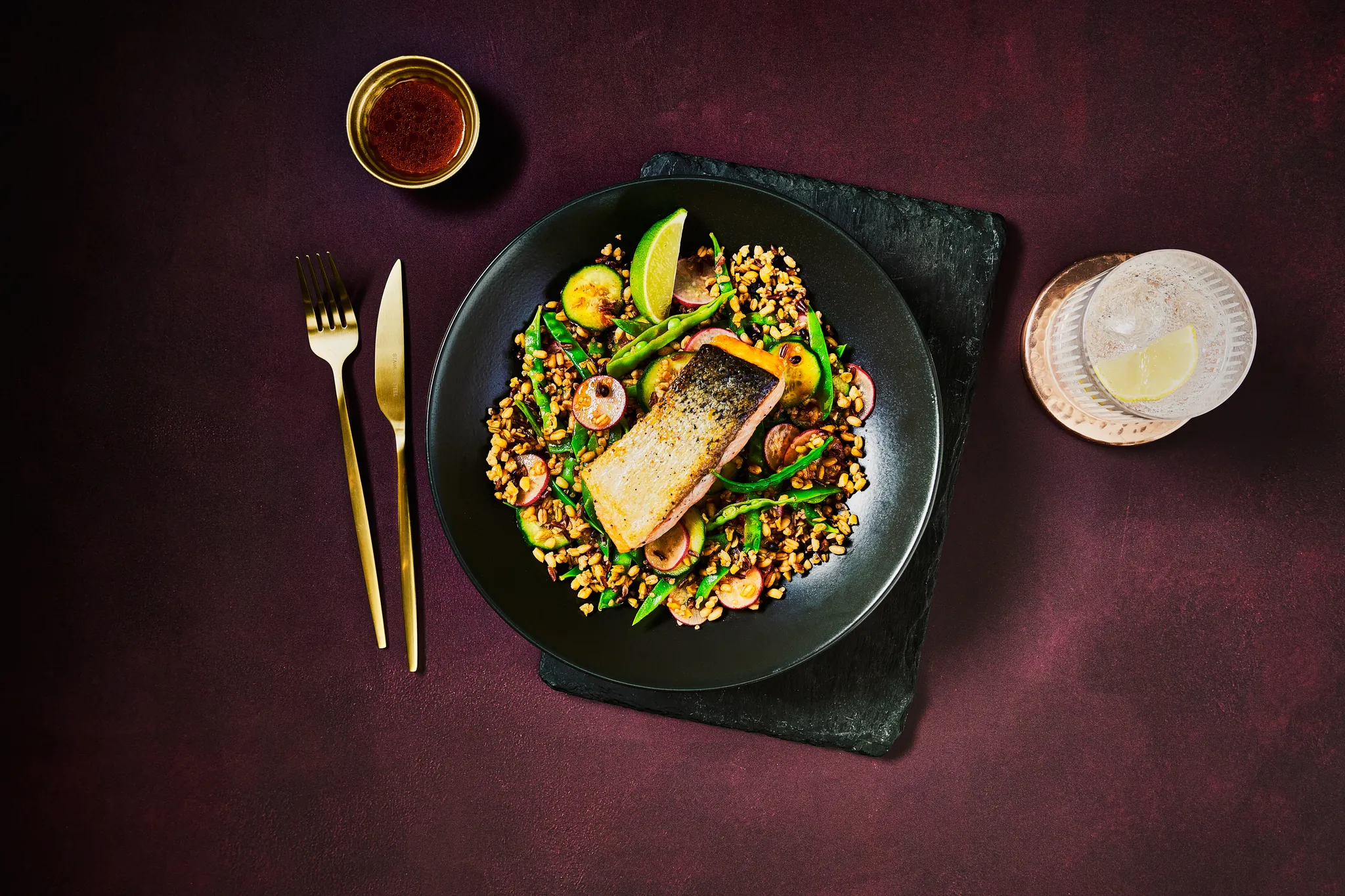 Recette Yuzu Sriracha Salmon Grain Bowl